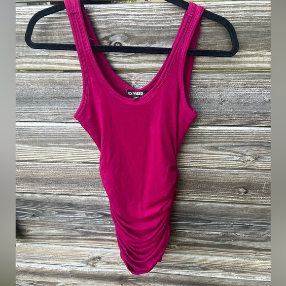 Express Vibrant Fuchsia XS Ruched Bodycon Tank Dress - Picture 2 of 8